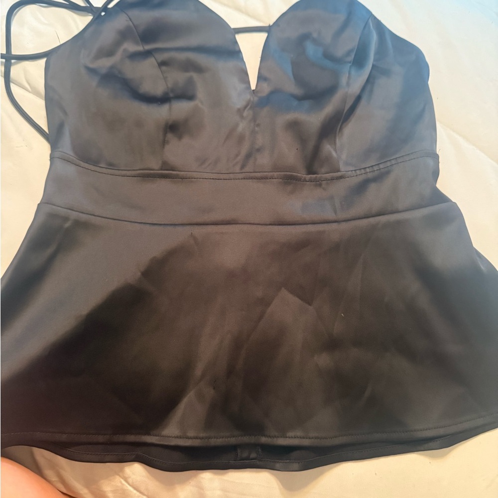 Express Black Satin Top